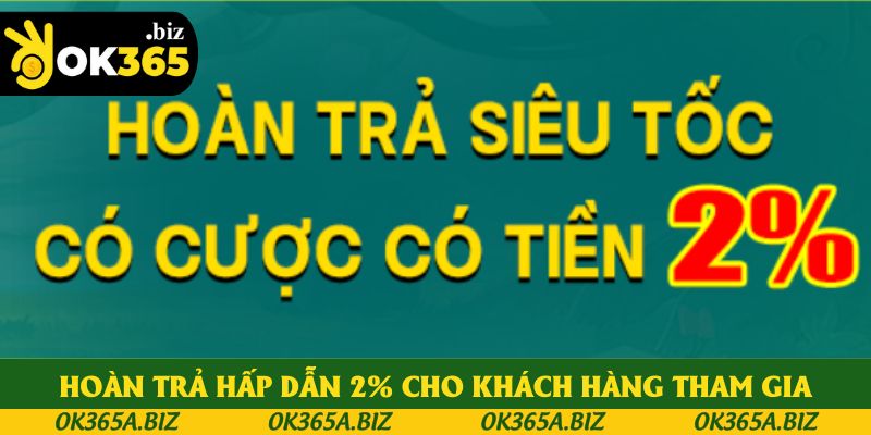 Hoàn trả hấp dẫn 2% cho khách hàng tham gia