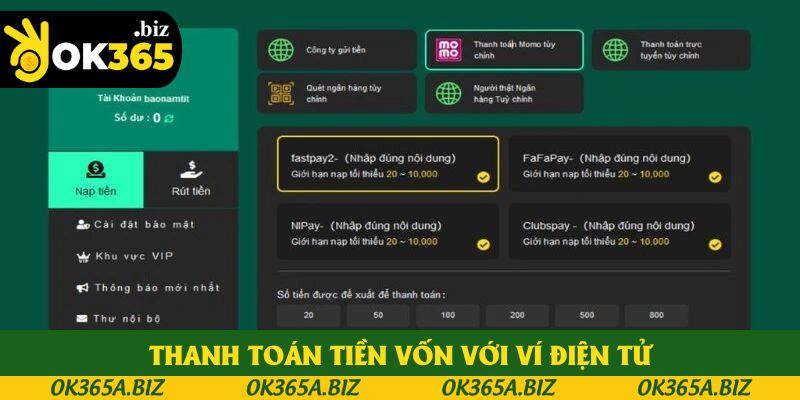 Thanh toán tiền vốn với ví điện tử